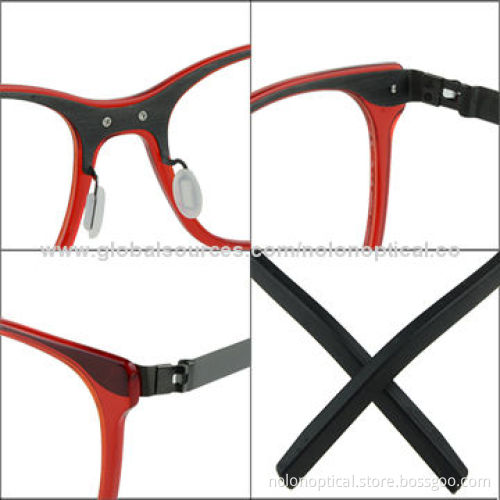 High-quality Metal Reading Glasses Frame with Acetate Temple, Logos Can be Printed